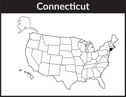 connecticut map square black white clipart