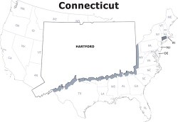 Connecticut usa state black outline clipart