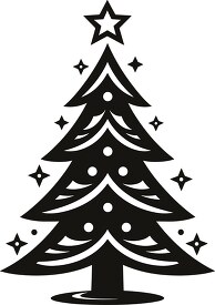 Contemporary silhouette of a Christmas tree with geometric desig