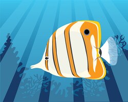 Copperband Butterflyfish swimming in the ocean clipart