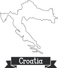 croatia black outline text on ribbon