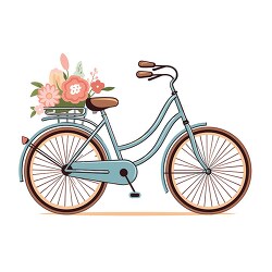 cruiser bicycle with flowers on a back rack