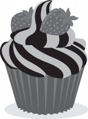 cup cake with straberry on top gray color clipart
