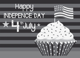cupcake flag fourth of July independence day gray clipart
