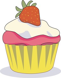 cupcake with a strawberry on top of it
