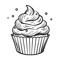 cupcake with cream coloring book sketch clipart printable