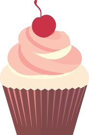cupcake with pink frosting and a cherry on top