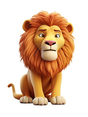 cute 3d lion cartoon style