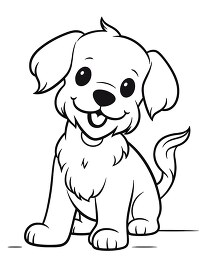 cute adorable smiling puppy black outline printable