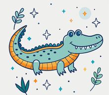 cute alligator with a dotted back smiling