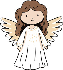 cute angel simple line illustration clipart