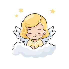 cute angel sleeping in the clouds