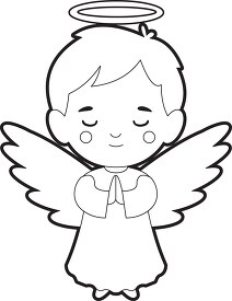 cute angel with white wings and halo over his head outline clip 