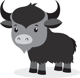 cute baby brown yak with horns Clipart