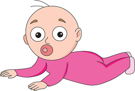 cute baby girl with pacifier crawling on floor clipart