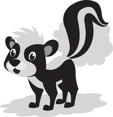 cute baby skunk with large fluffy tail big eyes Clipart