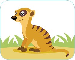 cute big eyed brown meerkat sits on ground clipart