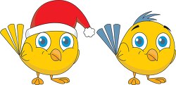 cute bird wearing red christmas hat clipart 5122