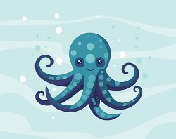 cute blue octopus in the ocean