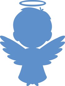 cute boy angel blue silhouette clip art