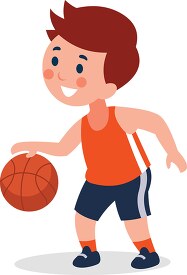 cute Boy bouncing a basketball with one hand Clipart