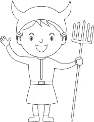 cute boy in costume black outline clipart