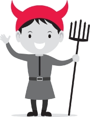 cute boy in red costume halloween character gray color clipart
