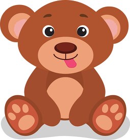 cute brown baby bear with tongue out clipart