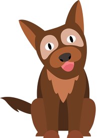 cute brown dog with tongue out clipart