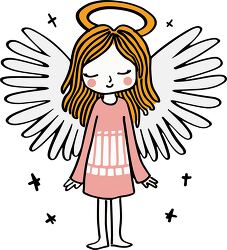 cute cartoon angel with a halo wearing a pink dress