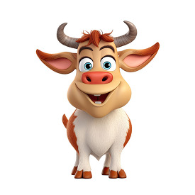 cute cartoon bull character 3d