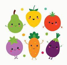 cute cartoon fruit characters smiling with arms and legs