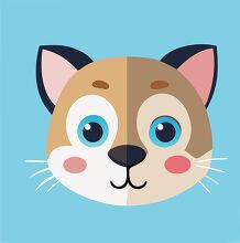 cute cartoon style bobcat face animal animal icon