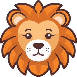 cute cartoon style lion animal face