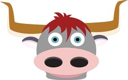 cute cartoon style longhorn cattle face clipart