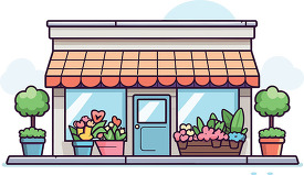 cute city flower shop with plants outside the building