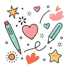 cute collection of doodles featuring stars hearts
