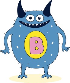 cute colorful monster with the letter B