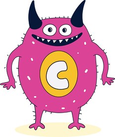 cute colorful monster with the letter C