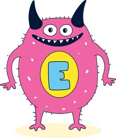 cute colorful monster with the letter E