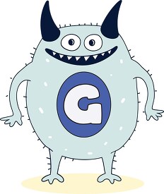 cute colorful monster with the letter G