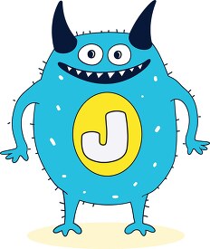 cute colorful monster with the letter J