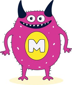 cute colorful monster with the letter M