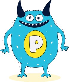 cute colorful monster with the letter P