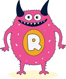 cute colorful monster with the letter R