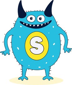 cute colorful monster with the letter S