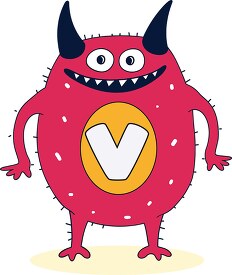 cute colorful monster with the letter V