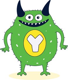 cute colorful monster with the letter Y