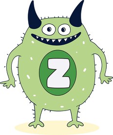 cute colorful monster with the letter Z