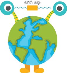 cute earth globe monster character earth day april 22